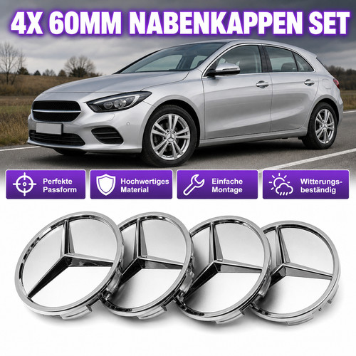 60mm silber stern nabendeckel - 60mm,