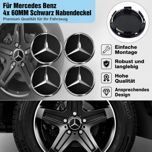 60mm schwarz nabendeckel - 4x,